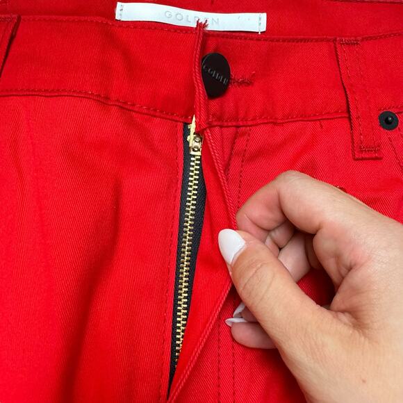 Golden Denim Los Angeles Bold Red Black Side Stripe Ankle Zip Slim Skinny Jeans - Picture 5 of 9